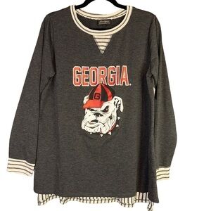 Gameday Couture Georgia Bulldogs Grey Women's Medium‎ Large Oversized Hi-Low Top